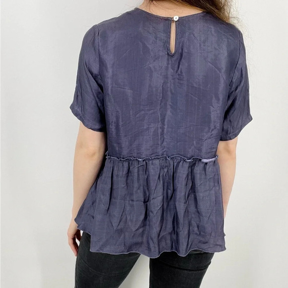 Chan Luu Silk Blend Baby Doll Top in Dark Blue Size M - Picture 5 of 16